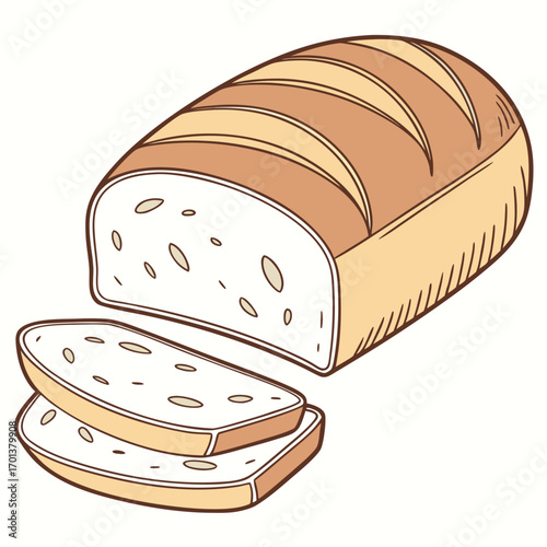 Delicious Sliced Bread A Freshly Baked Loaf Illustration