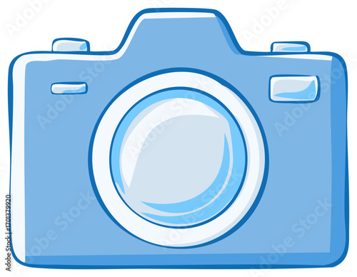 Adorable light blue cartoon camera illustration vector graphic for creative photography concepts