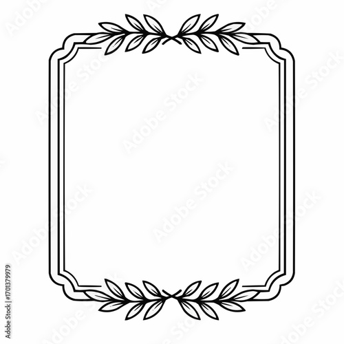Elegant blank frame design adorned with leafy motifs ideal for invitations, announcements, and decorative purposes in artistic style