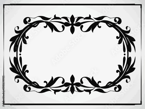 Elegant black floral frame design showcasing intricate details perfect for invitations or decorative art projects