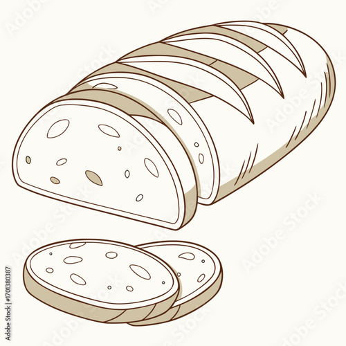 Freshly Baked Loaf of Bread, Sliced and Ready to Eat