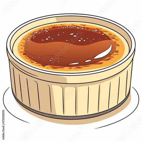 Delicious Crème brûlée in a Ramekin Illustration