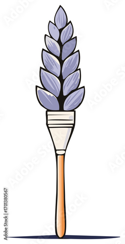 Artistic Paintbrush with Lavender Flower Blossom