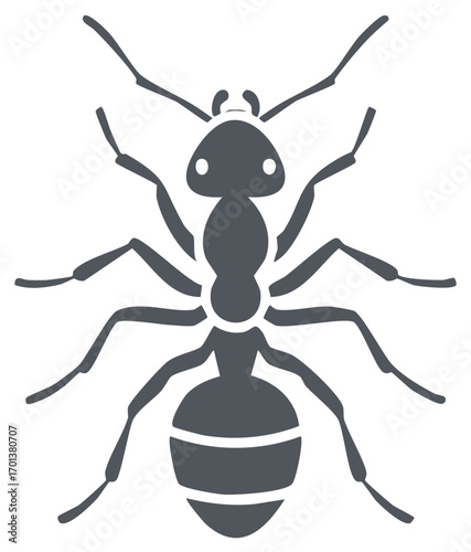 Simplified ant silhouette for educational resources or graphic design insect elements