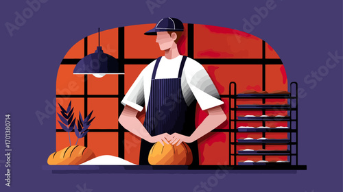 Baker shaping dough in cozy bakery