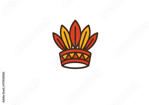 Native American Headdress: A vibrant illustration of a Native American headdress, featuring colorful feathers and intricate detailing, symbolizes the rich cultural heritage and traditions. 