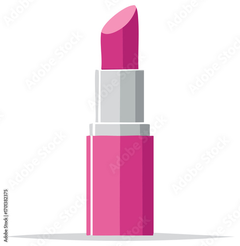 Open tube of bright pink lipstick vector illustration for beauty and cosmetic design