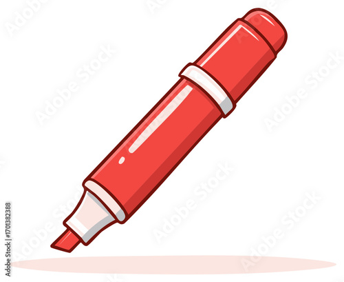 Bright red highlighter marker illustration for school office or creative design projects