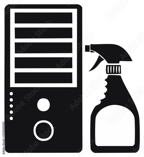 Computer cleaning with spray bottle maintenance technology gadget