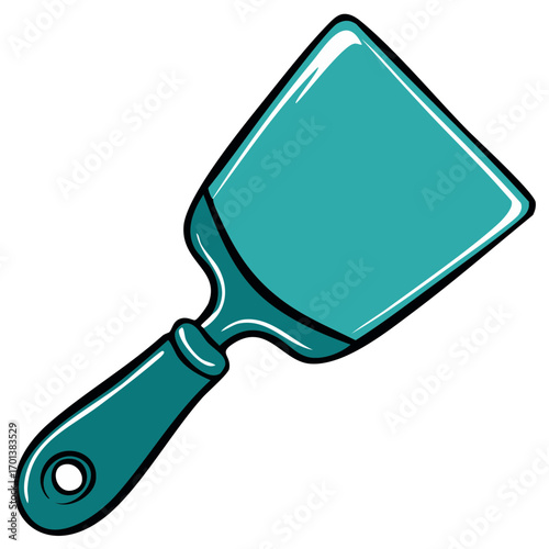 Teal Putty Knife Tool Illustration for Construction and Home Renovation Projects