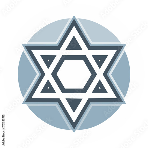A modern stylized Star of David the Magen David symbol of Judaism and Jewish identity flat vector icon illustration