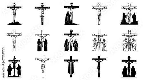 Collection of crucifixes and religious symbols