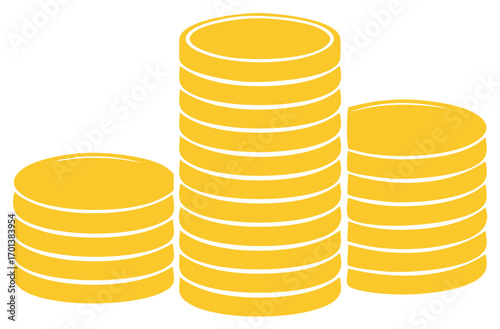 Stacks of Golden Coins Showing Growth Progress and Financial Success