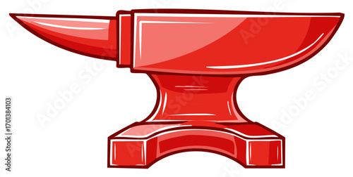 Shiny Red Anvil Illustration: A Bold Symbol of Strength, and Forge
