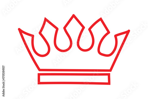 Red crown icon vector, hand drawn doodle style king queen crown logo, majestic tiara. Royal crown icon symbol coronation tiara sign