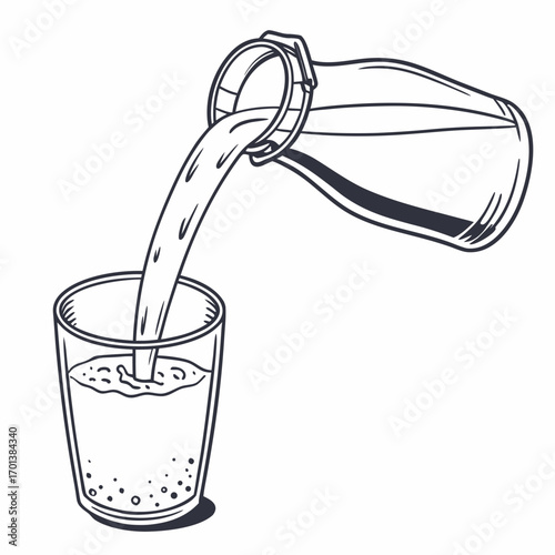 A fresh start, pouring a healthy drink from a bottle into a glass