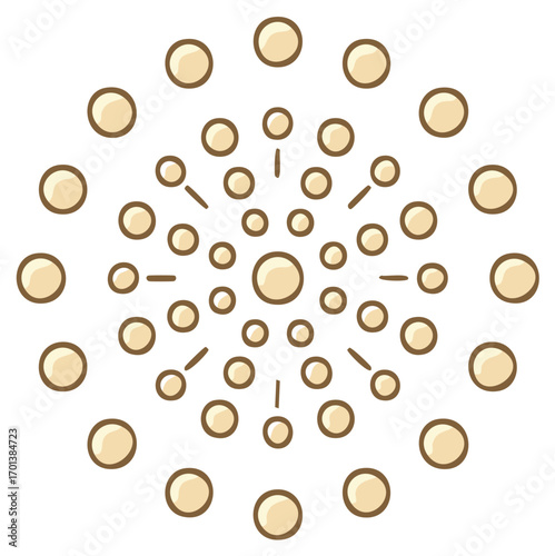 Abstract circular network symbol with connected nodes vector illustration