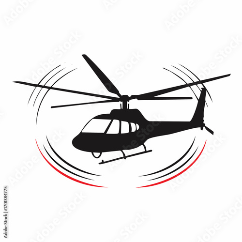 Helicopter Silhouette in Motion Aviation, Transportation, and Modern Design