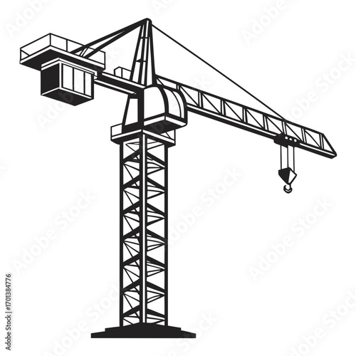 Construction crane illustration for industrial projects