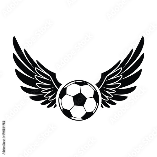 Soccer Ball with Angel Wings Illustration