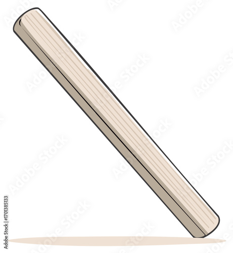 Wooden dowel graphic, illustration of a cylindrical wooden object.