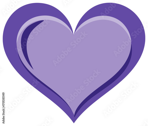 Purple Heart Symbol with Layered Design Love Romance Passion Graphic Element