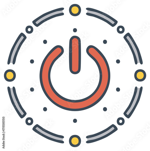 Power Button Icon with Circuit Design Showing Energy and Connection