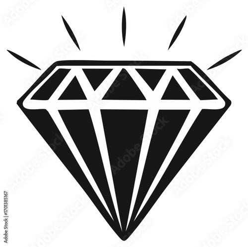 Shining faceted diamond gemstone icon symbolizing luxury precious value and brilliance