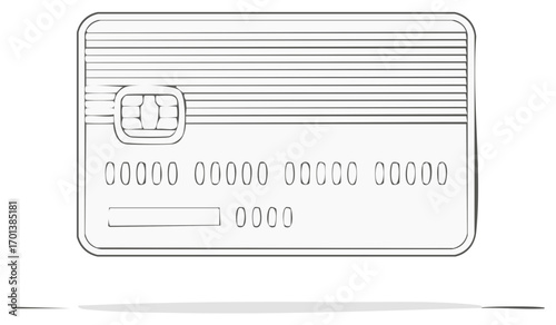 Simple line art illustration of a generic credit card. Minimalist icon for finance, banking, and payment concepts.