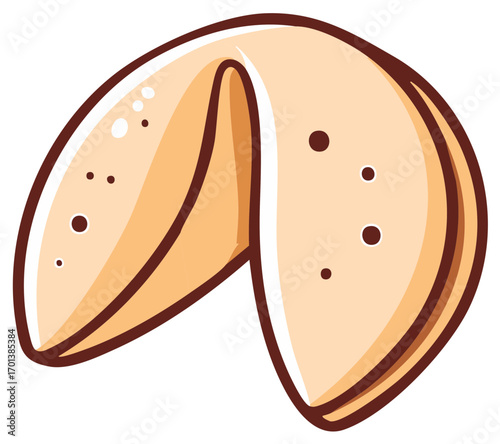 Simple vector illustration of a traditional Chinese fortune cookie, a symbol of luck and prophecy
