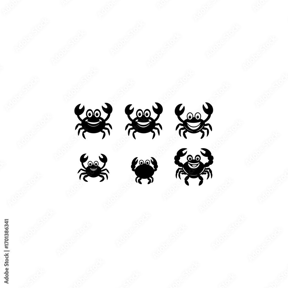 Obraz premium Collection of black crab silhouettes 