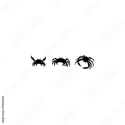 Collection of black crab silhouettes 
