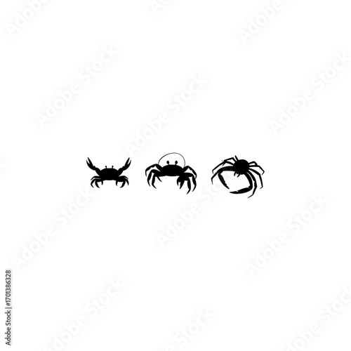Collection of black crab silhouettes 