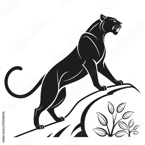 Black Panther Silhouette on Rock Edge