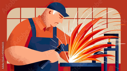 Craftsman working with metal