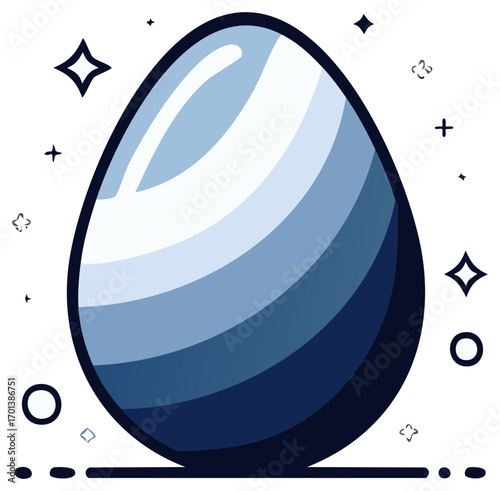 Stylized shiny blue egg with magic sparkles vector illustration
