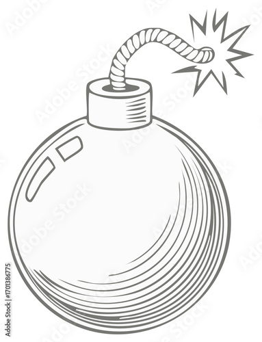 Classic cartoon bomb with lit fuse explosive time bomb danger illustration