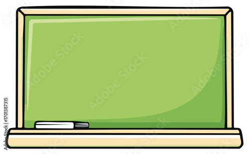 Illustration of a green chalkboard or writing board, education supplies, back to school, with chalk.