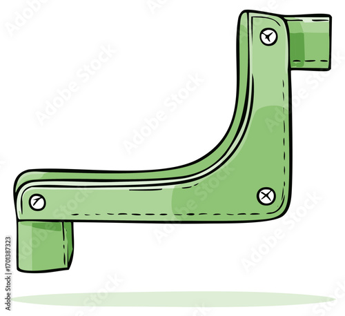Stylized Green Corner Bracket with Bolts and Rounded Design, Hand Drawn Element