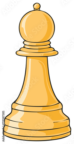 Vibrant golden yellow chess bishop piece illustration symbolizing strategy intelligence and classic board games