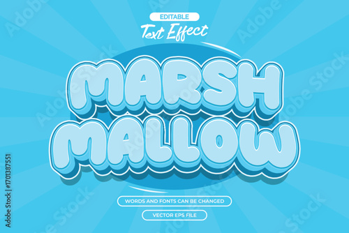 3d blue marshmallow editable text effect