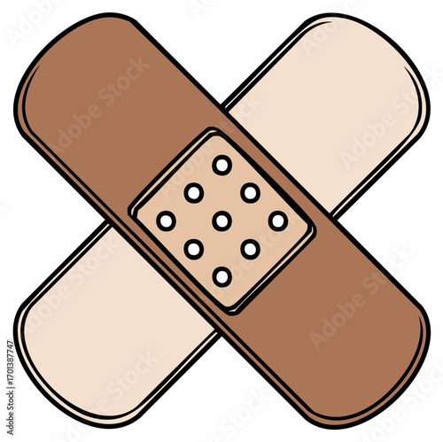 Crossed Adhesive Bandages for First Aid Wound Care Treatment