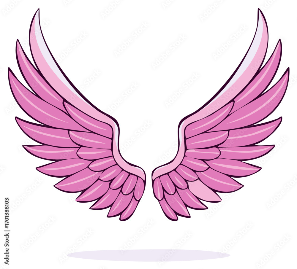 Fototapeta premium Pink Angel or Fairy Wings Illustration, Vector Design of Symbol of Freedom