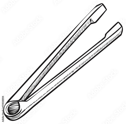 Hand drawn illustration of simple kitchen tweezers