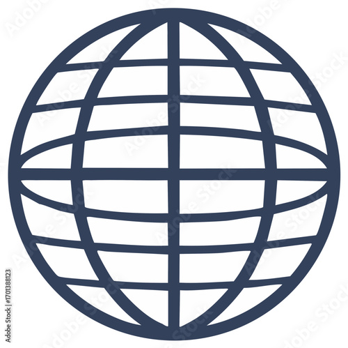Abstract Globe Symbol with Grid Lines Representing Global Connectivity