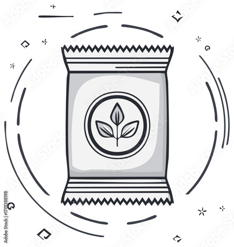 Foliage Nutrient Package Design with Organic Leaf Icon, Fertilizers Illustration
