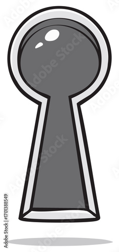 Cartoon keyhole shape; access, security, entrance, protection concept vector graphic