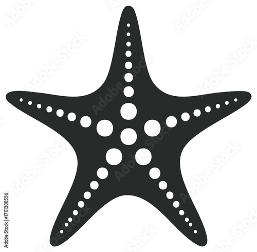 Silhouette of a Starfish, Black and White Marine Life Illustration