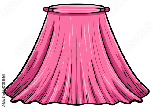 Decorative pink fabric canopy with pleats and ruffled edge