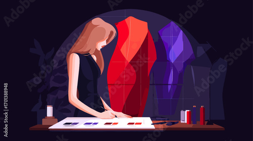 Fashion designer working on design